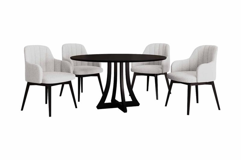 Hollan Spisebordssæt Rund Hvid|Sort, undefined