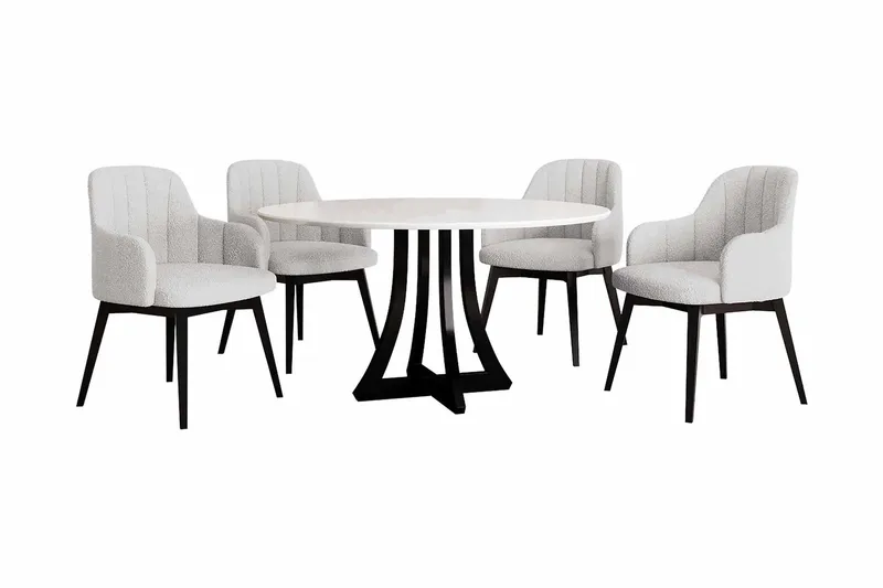 Hollan Spisebordssæt Rund Hvid|Sort, undefined