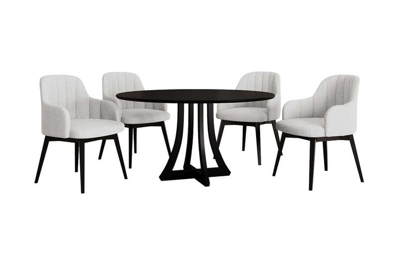 Hollan Spisebordssæt Rund Hvid|Sort, undefined