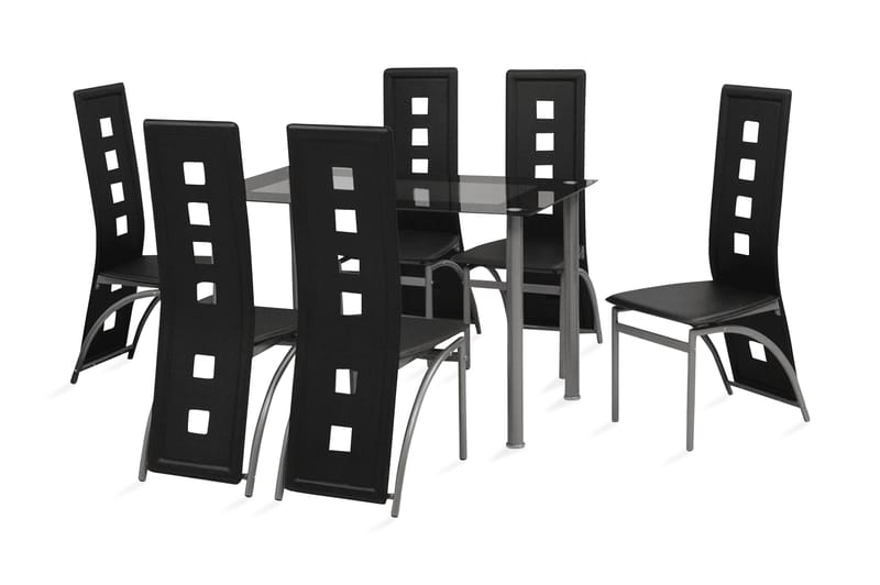 Spisebordssæt I 7 Dele Sort - Sort - Spisebordssæt