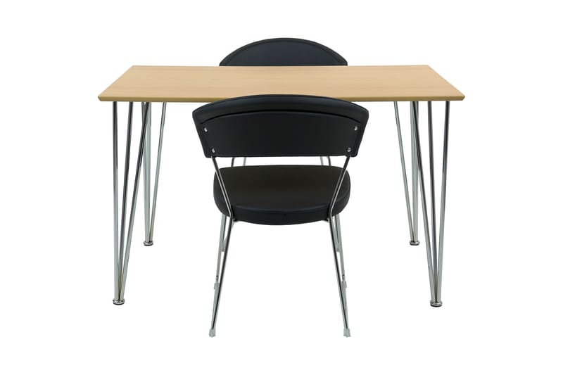 Ikeda Spisebordssæt 120 cm + 2 Avezzano Stole - Sort/Natur/Krom - Møbler - Borde - Spisebordssæt