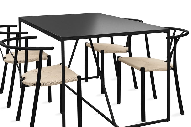 Indy Spisebord 140 cm Med 4 st Elysia Spisebordsstol - Spisebordssæt