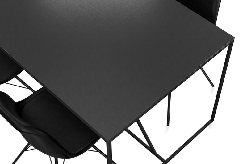 Indy Spisebord 140 cm Med 4 st Shell Spisebordsstol Velour - Spisebordssæt