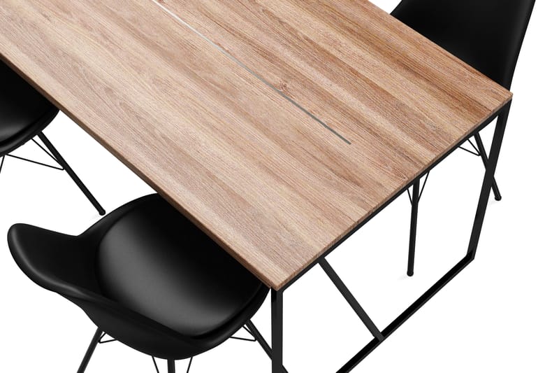 Indy Spisebord 240 cm Med 8 st Shell Spisebordsstol Kunstlæd - Spisebordssæt