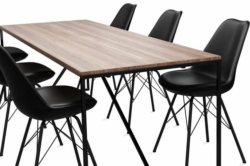 Indy Spisebord 240 cm Med 8 st Shell Spisebordsstol Kunstlæd - Spisebordssæt