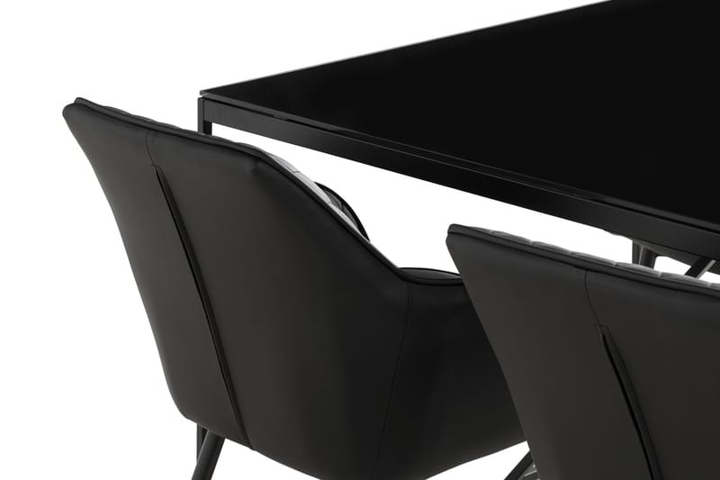 Indy Spisebordssæt 140 cm inkl 4 Valleviken Armstole - Sort - Spisebordssæt