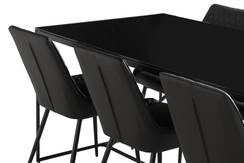 Indy Spisebordssæt 180 cm inkl 6 Hennebyn Stole - Sort - Spisebordssæt
