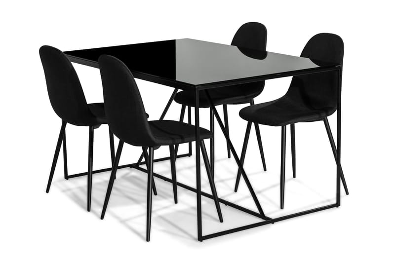 Indy Spisebordssæt med 4 Nibe Stole - Sort - Spisebordssæt