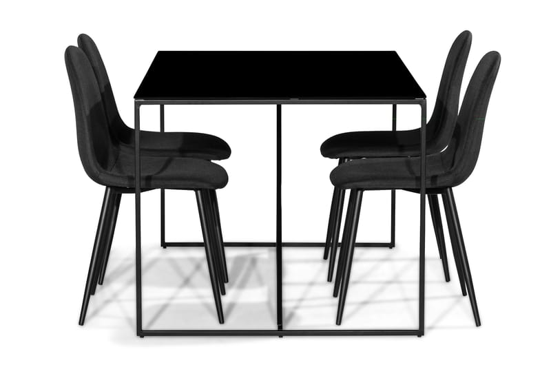 Indy Spisebordssæt med 4 Nibe Stole - Sort - Spisebordssæt