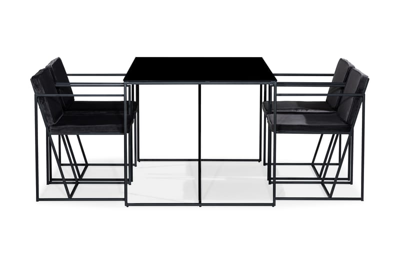 Indy Spisebordssæt med 4 Stole - Sort - Spisebordssæt
