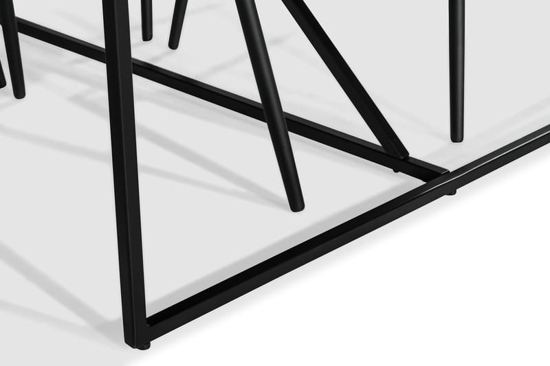 Indy Spisebordssæt med 6 Felipe Stol Velour - Glas/Metal/Grå/Sort - Møbler - Borde - Spisebordssæt