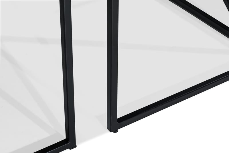 Indy Spisebordssæt med 6 Stole - Glas/Metal/Vit/Sort - Spisebordssæt