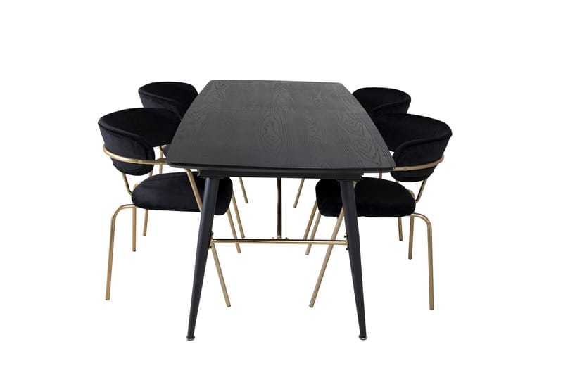 Irunea Matgrupp 180 cm + 4 st Arcarazo Matstolar Venture Home Black - Møbler - Borde - Spisebordssæt
