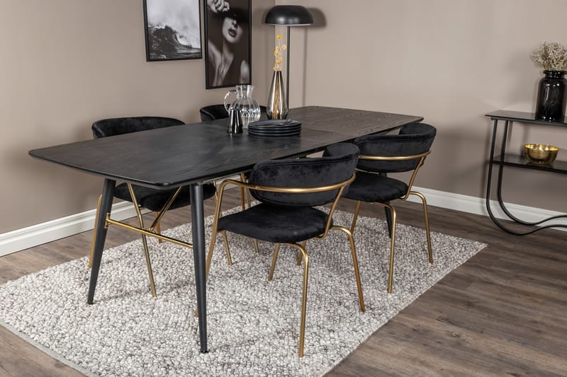 Irunea Matgrupp 180 cm + 4 st Arcarazo Matstolar Venture Home Black - Møbler - Borde - Spisebordssæt