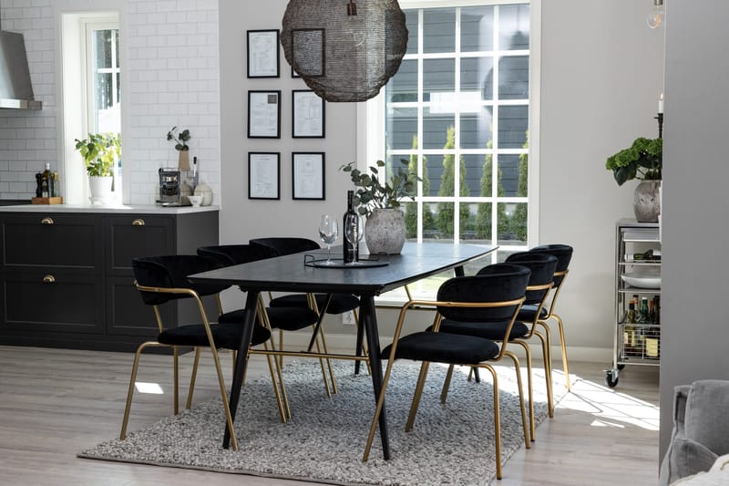 Irunea Matgrupp 180 cm + 6 st Arcarazo Matstolar Venture Home Black - Møbler - Borde - Spisebordssæt