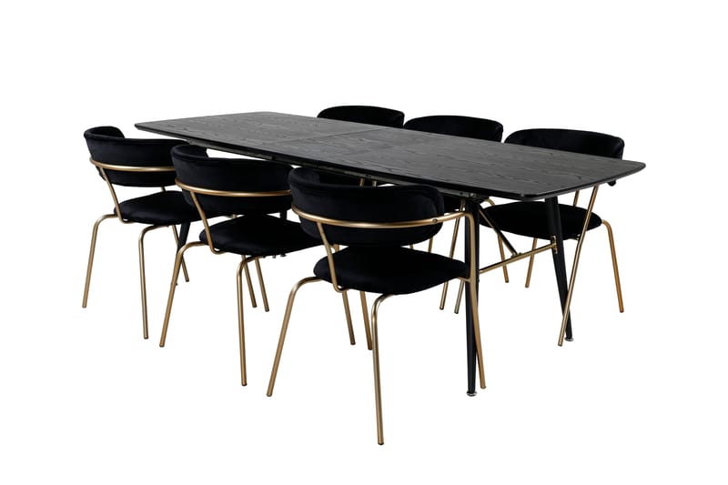 Irunea Matgrupp 180 cm + 6 st Arcarazo Matstolar Venture Home Black, undefined