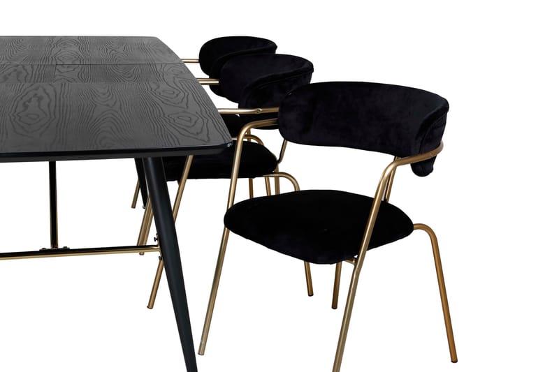Irunea Matgrupp 180 cm + 6 st Arcarazo Matstolar Venture Home Black - Møbler - Borde - Spisebordssæt