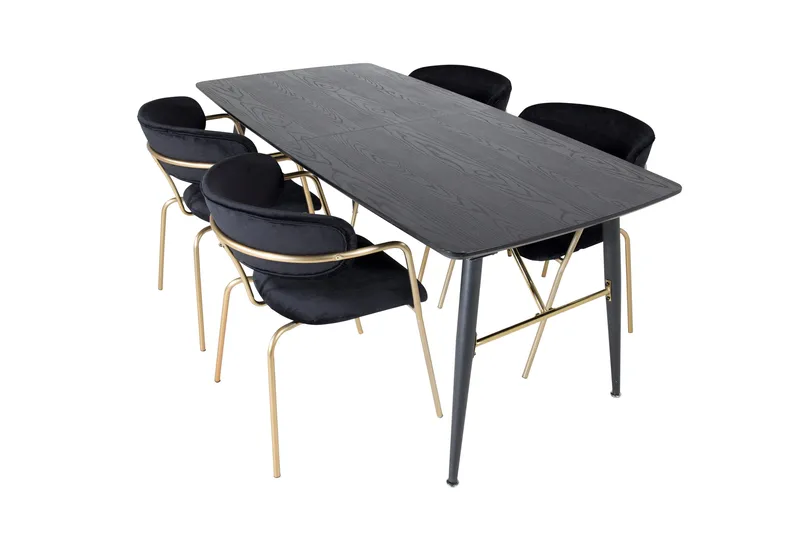 Irunea Matgrupp 180 cm + 4 st Arcarazo Matstolar Venture Home Black, undefined