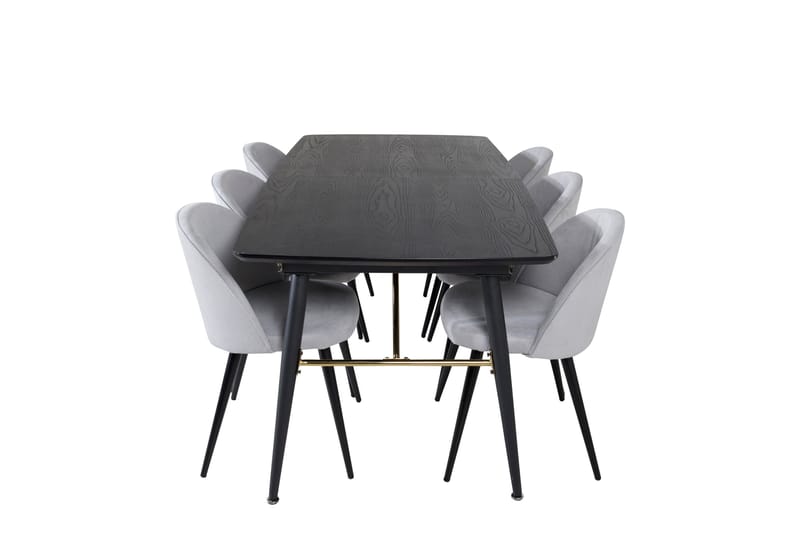 Irunea Udvideligt Spisebordssæt 180 cm inkl 6 Valeri Stole - Sort/Grå/Manchester - Møbler - Borde - Spisebordssæt