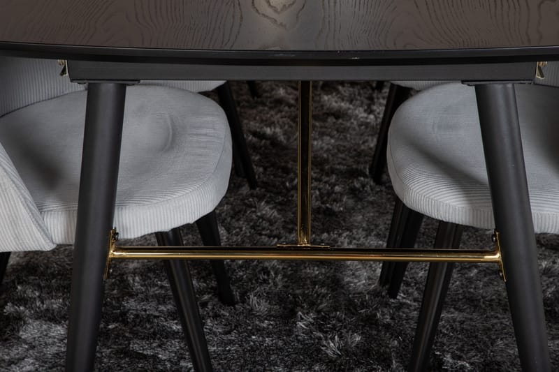 Irunea Udvideligt Spisebordssæt 180 cm inkl 6 Valeri Stole - Sort/Grå/Manchester - Møbler - Borde - Spisebordssæt