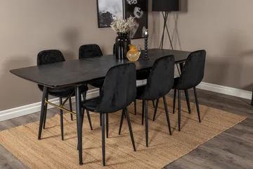 Irunea Udvideligt Spisebordssæt 180 cm inkl 6 Ypas Stole - Sort - Møbler - Borde - Spisebordssæt