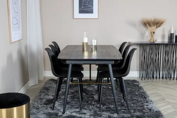 Irunea Udvideligt Spisebordssæt 180 cm inkl 6 Ypas Stole - Sort - Møbler - Borde - Spisebordssæt