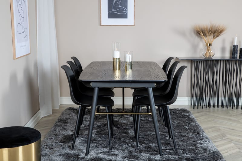 Irunea Udvideligt Spisebordssæt 180 cm inkl 6 Ypas Stole - Sort - Møbler - Borde - Spisebordssæt