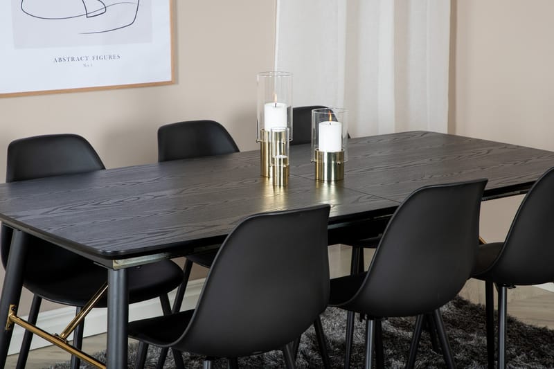 Irunea Udvideligt Spisebordssæt 180 cm inkl 6 Ypas Stole - Sort - Møbler - Borde - Spisebordssæt