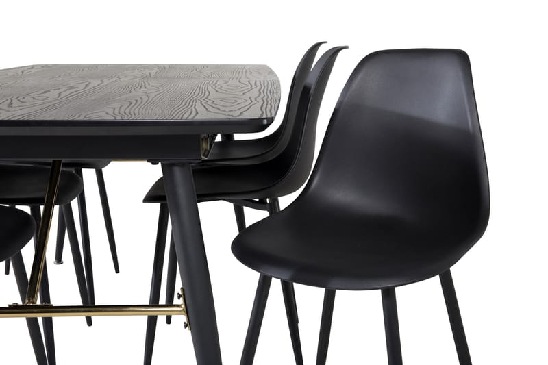 Irunea Udvideligt Spisebordssæt 180 cm inkl 6 Ypas Stole - Sort - Møbler - Borde - Spisebordssæt