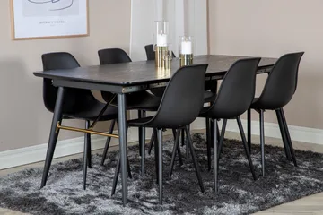 Irunea Udvideligt Spisebordssæt 180 cm inkl 6 Ypas Stole - Sort - Møbler - Borde - Spisebordssæt