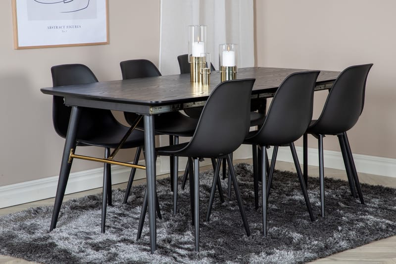Irunea Udvideligt Spisebordssæt 180 cm inkl 6 Ypas Stole - Sort - Møbler - Borde - Spisebordssæt