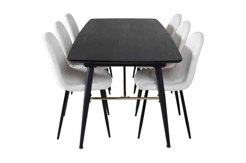 Irunea Udvideligt Spisebordssæt 180 cm inkl 6 Ypas Stole - Sort/Hvid - Møbler - Borde - Spisebordssæt