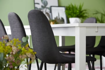 Jasmin Spisebirdssæt med 6 Nibe Stole - Hvid/Sort - Møbler - Borde - Spisebordssæt