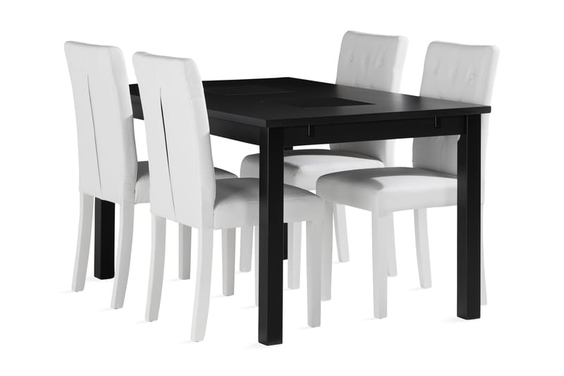 Jasmin Spisebord 140 cm med 4 Brunnevik Spisebordsstol - Sort - Møbler - Borde - Spisebordssæt