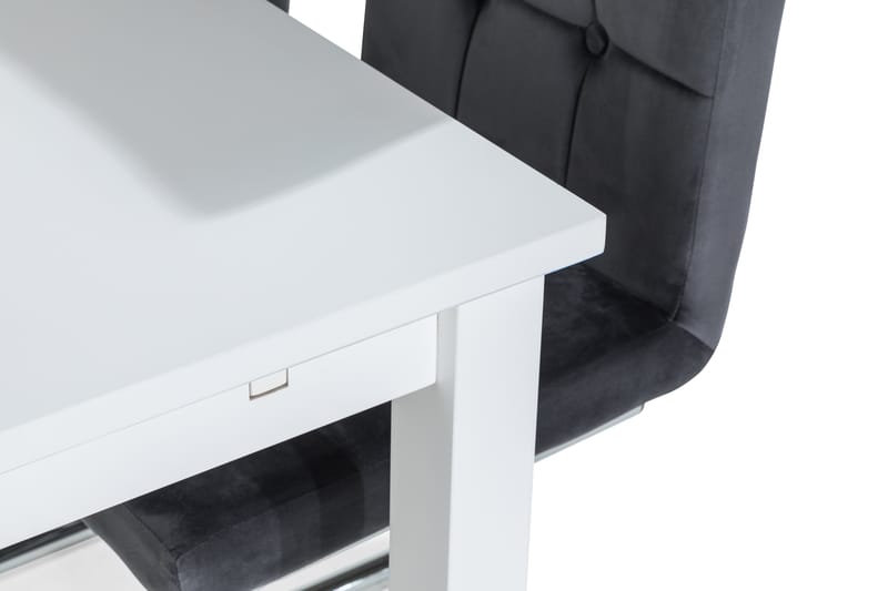 Jasmin Spisebord 140 cm Med 4 stk Jessed Spisebordsstol - Hvid/Grå - Spisebordssæt