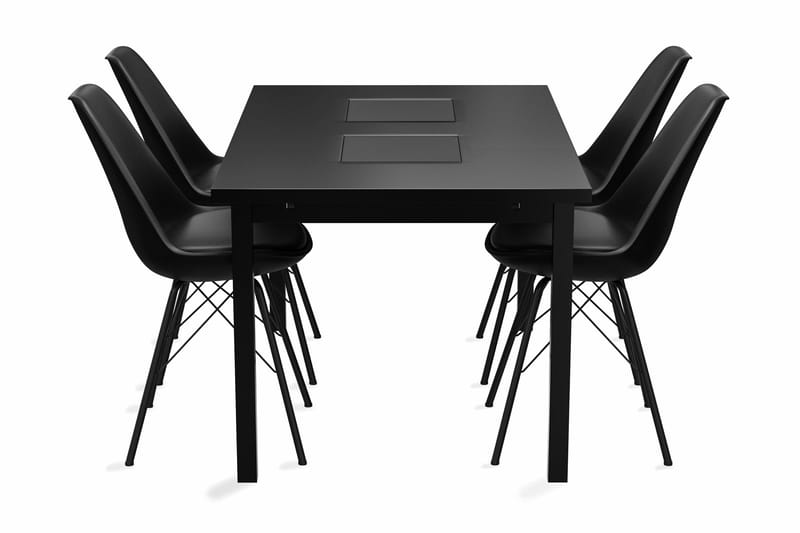 Jasmin Spisebord 140 cm Med 4 stk Shell Spisebordsstole Kuns - Møbler - Borde - Spisebordssæt