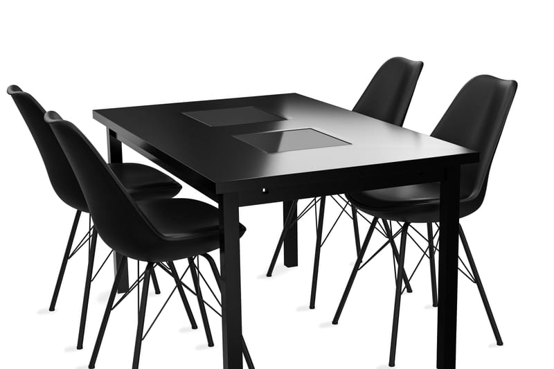 Jasmin Spisebord 140 cm Med 4 stk Shell Spisebordsstole Kuns - Spisebordssæt