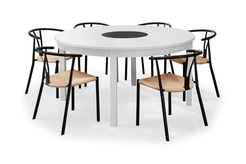 Jasmin Spisebord 150 cm med 6 Elysia Spisestole - Spisebordssæt