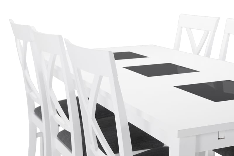 Jasmin Spisebord med 6 stk Hartford Stole - Hvid - Spisebordssæt