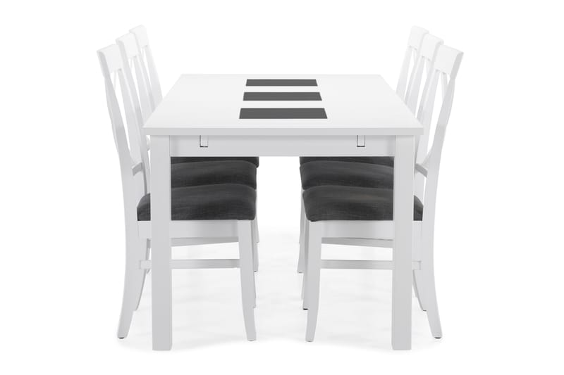 Jasmin Spisebord med 6 stk Hartford Stole - Hvid - Spisebordssæt