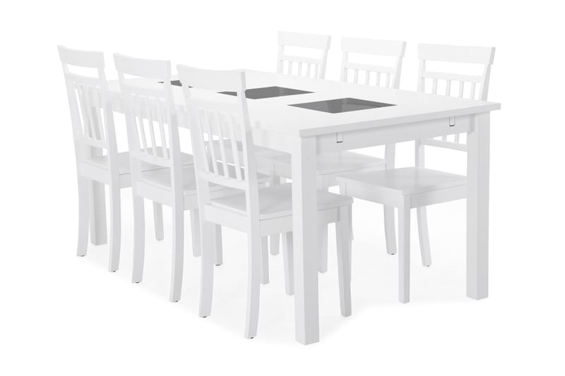 Jasmin Spisebord med 6 stk Hudson Stole - Hvid - Spisebordssæt