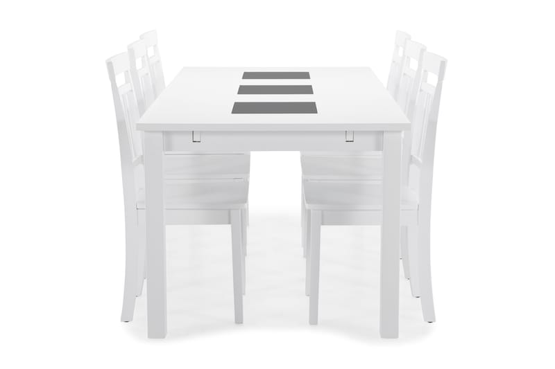 Jasmin Spisebord med 6 stk Hudson Stole - Hvid - Spisebordssæt
