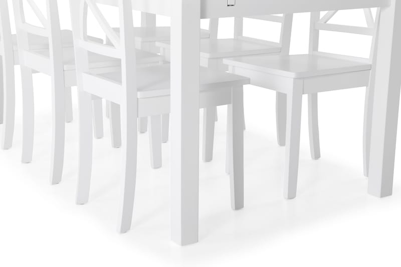 Jasmin Spisebord med 6 stk Mirimar Stole - Hvid - Spisebordssæt