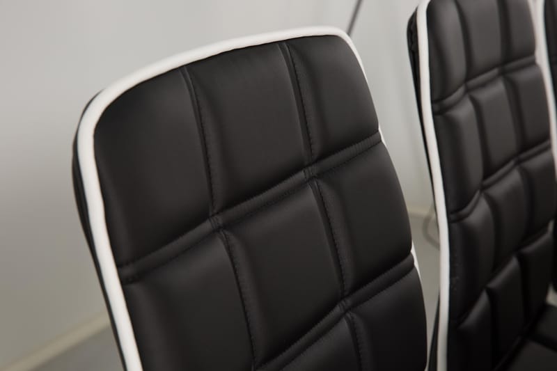 Jasmin Spisebordsæt med 6 Frida Stole - Sort PU - Møbler - Borde - Spisebordssæt