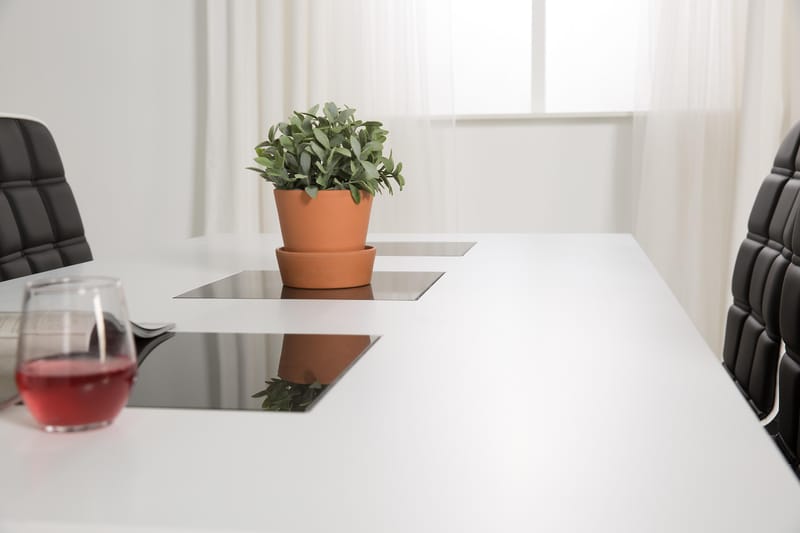 Jasmin Spisebordsæt med 6 Frida Stole - Sort PU - Møbler - Borde - Spisebordssæt