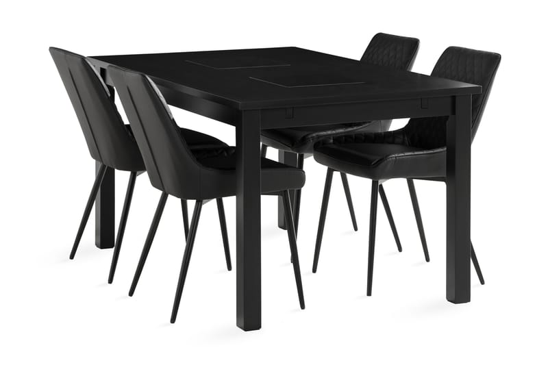 Jasmin Spisebordssæt 140 cm inkl 4 Hennebyn Stole - Sort - Spisebordssæt