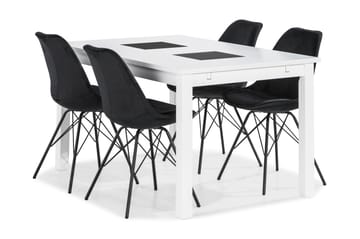 Jasmin Spisebordssæt 140 cm med 4 Shell Stol Velour