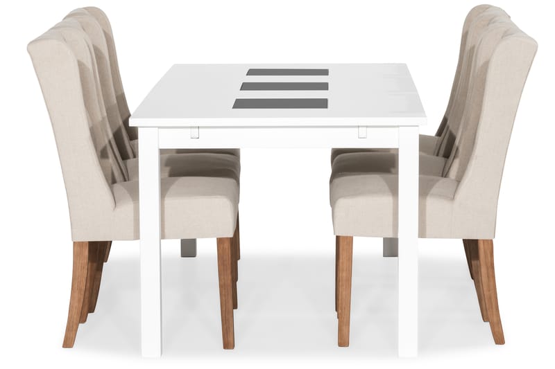 Jasmin Spisebordssæt 180 cm med 6 Irma Stole - Vintage Elm/Beige - Møbler - Borde - Spisebordssæt