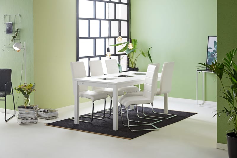 Jasmin Spisebordssæt Hvid - 6 Cibus Stole - Møbler - Borde - Spisebordssæt