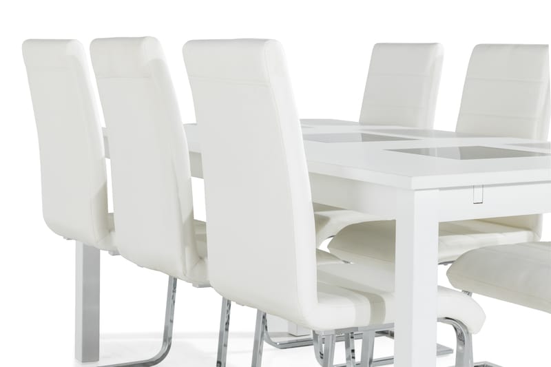 Jasmin Spisebordssæt Hvid - 6 Cibus Stole - Spisebordssæt